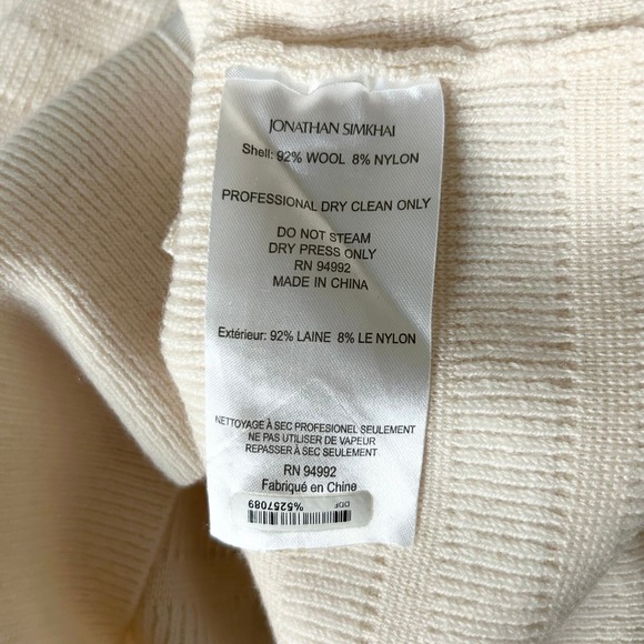 Jonathan Simkhai Ribbed Knit Cutout Choker Neck Wool Midi Dress Cream Size XS - Picture 6 of 6